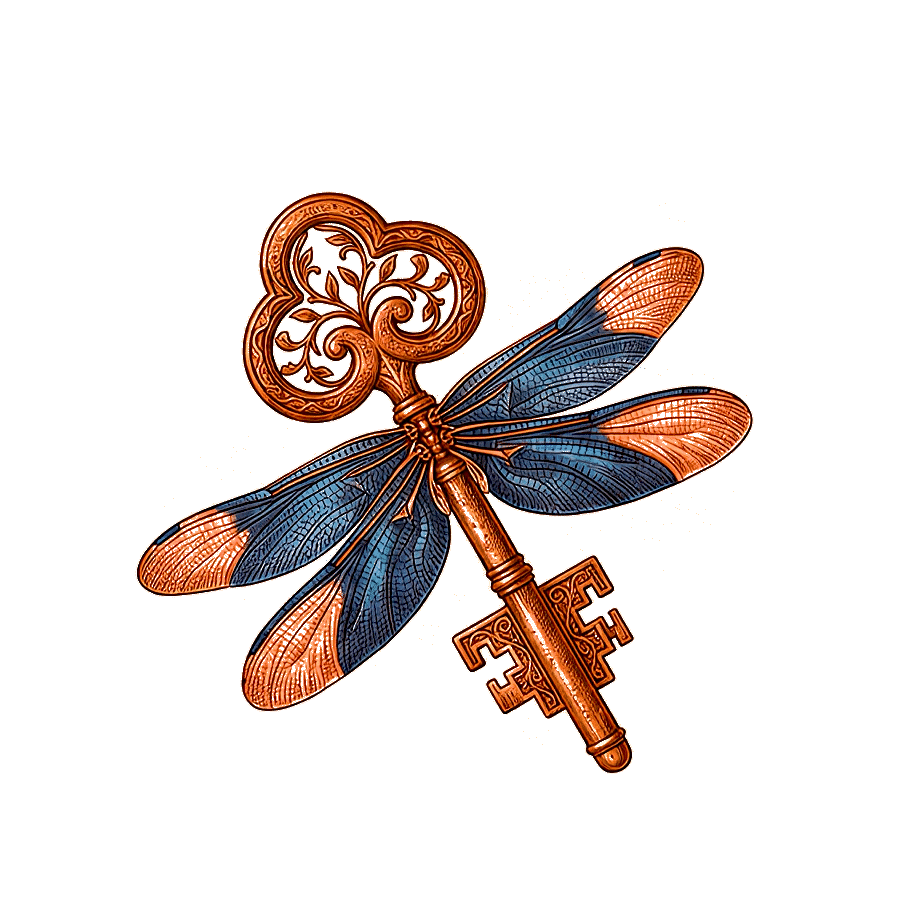 Animated dragonfly and key