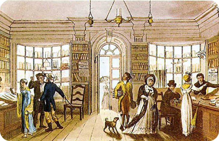 Illustrative library interior